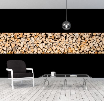 Bild på Holzscheite als Textur und Panorama Hintergrund 